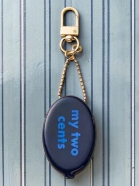 Kate Spade Blue “Two Cents Worth” Coin Purse or Keychain NEW